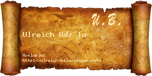 Ulreich Béla névjegykártya